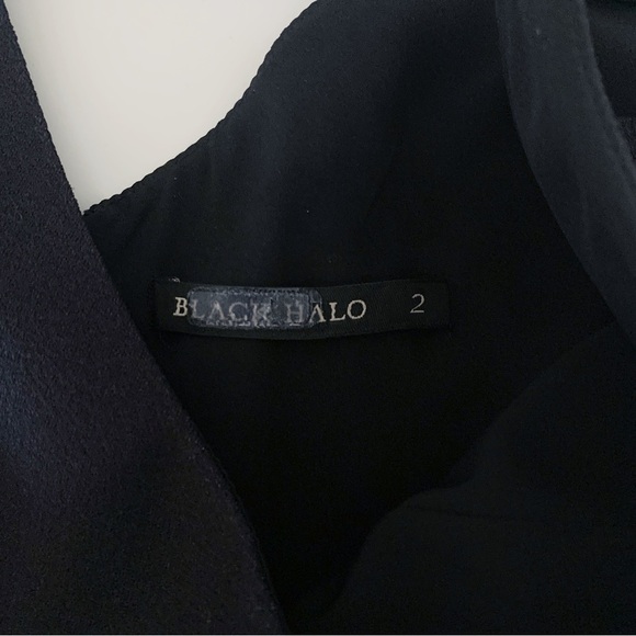 Black Halo Judy Ponte Knit Sheath Dress Sz 2 Black Pink Floral - Picture 7 of 10